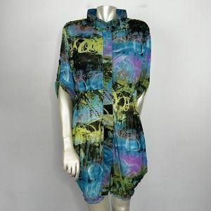 Joseph Ribkoff Tunic Top Multicolor Mini Shirt Dress Art to Wear size 16